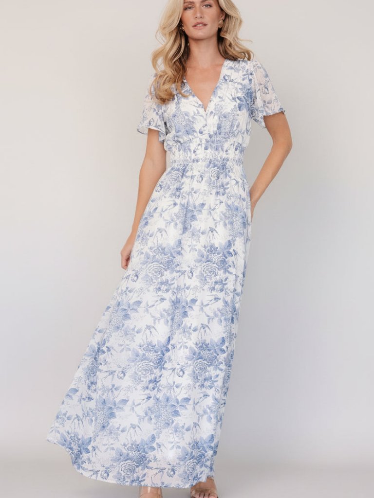 Baltic Born Birdie Maxi Dress | Off White + Blue Size 1xl1xl